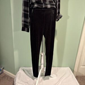 Womens black velvet leggings size M